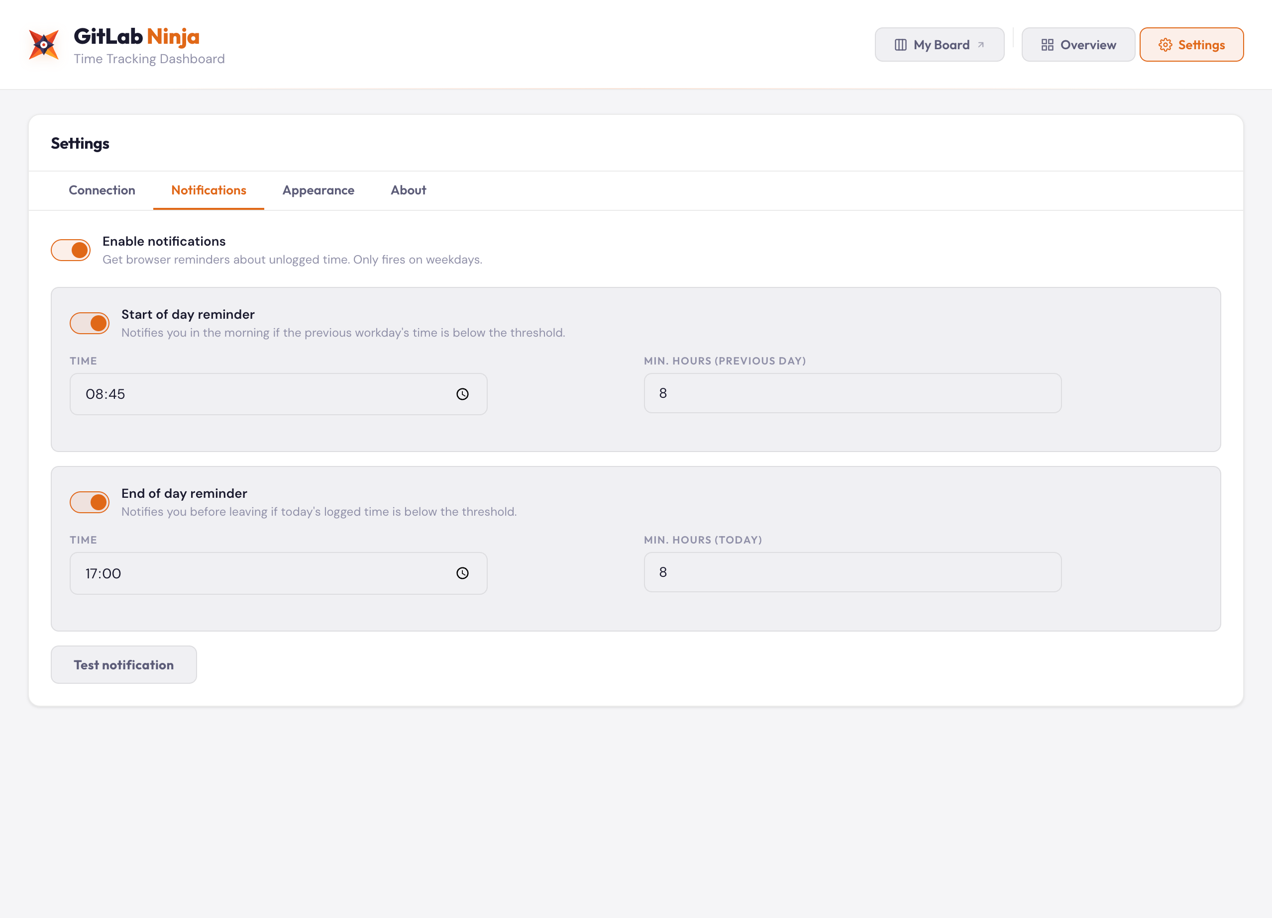 Notification settings